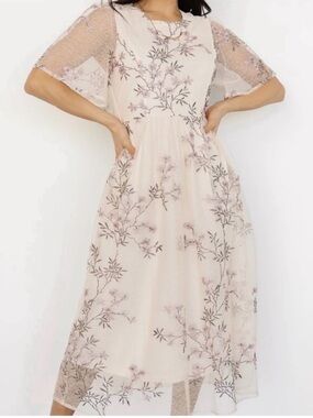 NWT Baltic Born Ashlee embroidered midi dress, size S